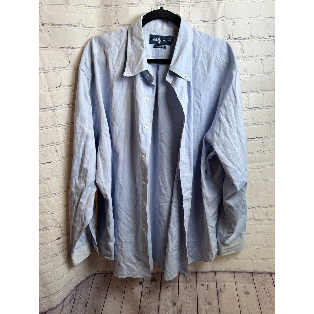 Ralph Lauren Blue Dress Shirt Classic Fit Long Sleeve Button Down Size 18